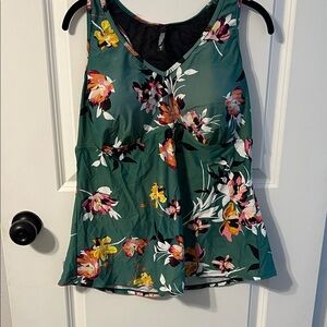 torrid Green Floral V-Neck Swim Tank Top